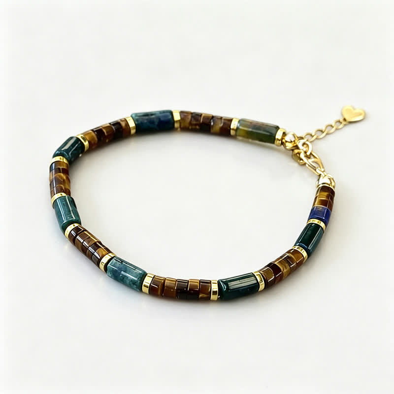 FREE Today: Self Care and Strength Lapis Lazuli Indian Agate Tiger Eye Cylindrical Bead Bracelet - image 2