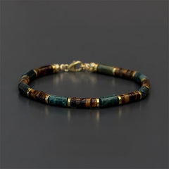 FREE Today: Self Care and Strength Lapis Lazuli Indian Agate Tiger Eye Cylindrical Bead Bracelet - No Extender Chain(Wrist Circumference: 18-19cm) - image 0