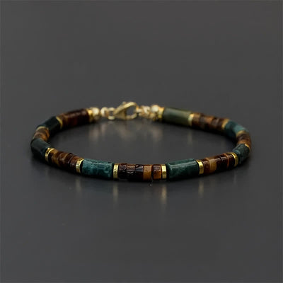 FREE Today: Self Care and Strength Lapis Lazuli Indian Agate Tiger Eye Cylindrical Bead Bracelet - No Extender Chain(Wrist Circumference: 18-19cm) - image 0