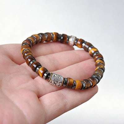 Buddha Stones Natural Tiger Eye Antique Silver Lion Confidence Bead Bracelet - image 9