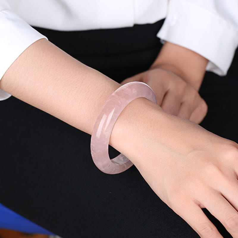 Buddha Stones  Natural Rose Quartz Love Caring Bracelet Bangle - image 3