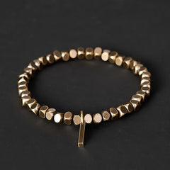 Buddha Stones 4mm Small Square Shape Beads Brass Healing Bracelet - Wrist Circumference: 7.9–8.2 in (20–21 cm) - image 0