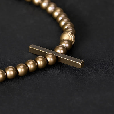 Buddha Stones 4mm Small Round Shape Beads Brass Healing Bracelet - image 3