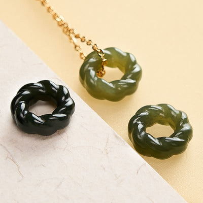 FREE Today: Blessing and Luck Carved Hetian Jade Fried Dough Twists Design Vintage Necklace - image 5