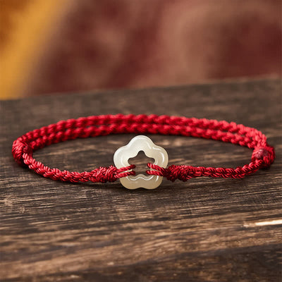 Buddha Stones Hetian Jade Plum Bossom Luck Red String Bracelet - Natural Jade(Color May Vary) - image 0