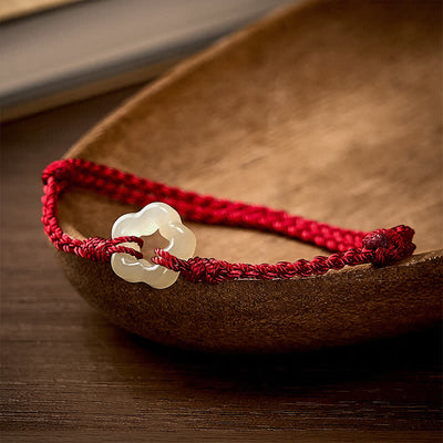 Buddha Stones Hetian Jade Plum Bossom Luck Red String Bracelet - image 2