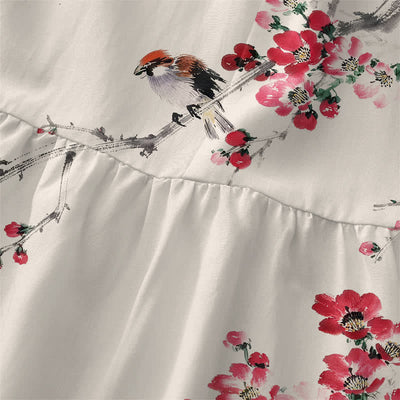 Buddha Stones Summer Casual Pink Blossom Branches Pattern Women's Summer Sleeveless Midi Dress With Pockets - image 1