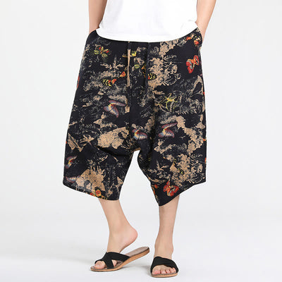 Buddha Stones Summer Boho Casual Drawstring Abstract Geometry Capri Pants Men's Harem Pants With Pocket - Black - US/UK/AU46，EU56 (5XL) - image 24