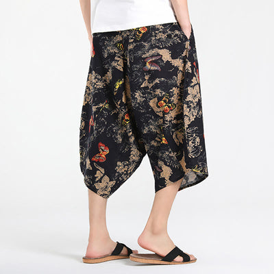 Buddha Stones Summer Boho Casual Drawstring Abstract Geometry Capri Pants Men's Harem Pants With Pocket - image 28