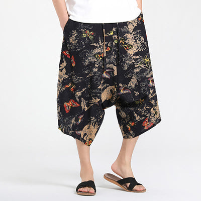 Buddha Stones Summer Boho Casual Drawstring Abstract Geometry Capri Pants Men's Harem Pants With Pocket - image 25
