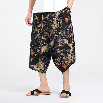 Buddha Stones Summer Boho Casual Drawstring Abstract Geometry Capri Pants Men's Harem Pants With Pocket - image 26