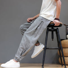 Buddha Stones Spring Summer Casual Minimalist Drawstring Elastic Waist Solid Cropped Pants Men's Tapered Pants With Pocket - DarkGray - US/UK/AU46，EU56 (5XL) - image 0