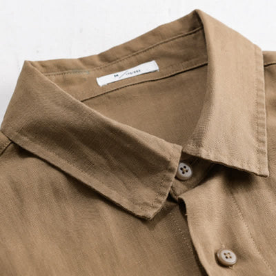 Buddha Stones Summer Casual Minimalist Button-Up Stand Collar Solid Men's Short Sleeve Shirts - image 2
