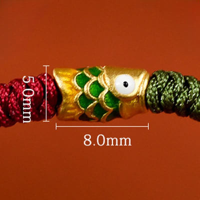 Buddha Stones 999 Gold Braided Colorful Red Green String Koi Fish Luck Bracelet Anklet - image 18
