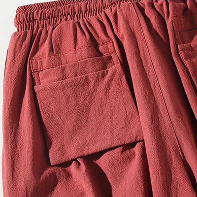 Buddha Stones Summer Tang Style Drawstring Koi Fish Capri Pants Men's Harem Pants With Pocket - image 8