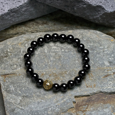 Buddha Stones Black Onyx Bagua Balance Charm Beaded Bracelet - image 4