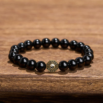 Buddha Stones Black Onyx Bagua Balance Charm Beaded Bracelet - image 2