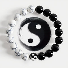 Buddha Stones Liuli Glass Bead Yin Yang Balance Round Bead Bracelet - Yin Yang (Harmony ♥ Balance) - image 0