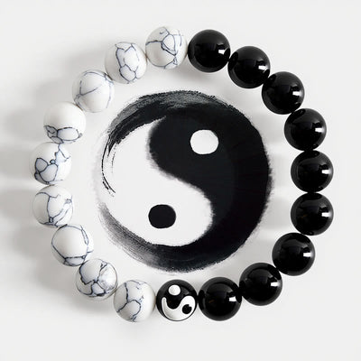 Buddha Stones Liuli Glass Bead Yin Yang Balance Round Bead Bracelet - Yin Yang (Harmony ♥ Balance) - image 0