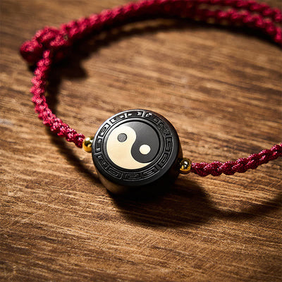 Buddha Stones Ebony Wood Bagua Grounding Red String Bracelet - image 4