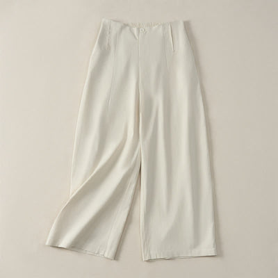 Buddha Stones Summer Minimalist Elegant Button-Up Solid Zipper Design Cropped Pants Women's Straight Leg Pants With Pockets - Beige - US12，UK/AU16，EU44 (3XL) - image 17