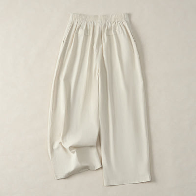 Buddha Stones Summer Minimalist Elegant Button-Up Solid Zipper Design Cropped Pants Women's Straight Leg Pants With Pockets - image 18