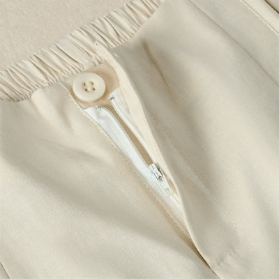 Buddha Stones Summer Minimalist Elegant Button-Up Solid Zipper Design Cropped Pants Women's Straight Leg Pants With Pockets - image 19