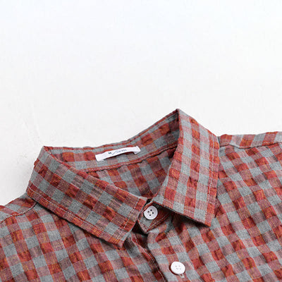 Buddha Stones Summer Casual Vintage Button-Up Plaid Men's Short Sleeve Shirts - image 6