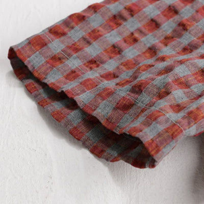 Buddha Stones Summer Casual Vintage Button-Up Plaid Men's Short Sleeve Shirts - image 8