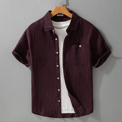 Buddha Stones Summer Casual Minimalist Patch Pocket Solid Men's Short Sleeve Shirts - image 7