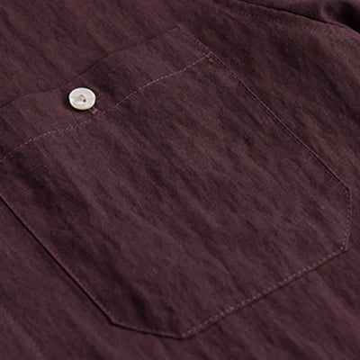 Buddha Stones Summer Casual Minimalist Patch Pocket Solid Men's Short Sleeve Shirts - image 9
