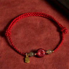 Buddha Stones Cinnabar Peace Buckle Fu Character Protection Red String Pendant Bracelet - Peace Buckle(Peace ♥ Safety) - image 0
