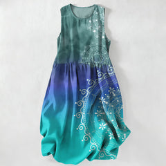 Buddha Stones Summer Casual Boho Mandala Ombre Pattern Women's Summer Sleeveless Midi Dress With Pockets - LightSeaGreen - US16，UK/AU20，EU48 (3XL) - image 0
