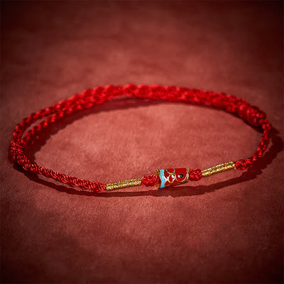 Buddha Stones Hand-Woven Red String Luck Koi Fish Adjustable Copper Charm Bracelet - image 2