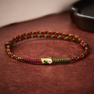 Buddha Stones Braided Colorful Red Green String Koi Fish Luck Bracelet Anklet - image 2