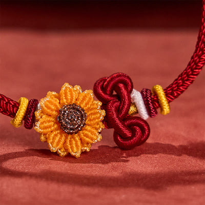 Buddha Stones Hand-Woven Red String Sunflower Luck Bracelet - image 9