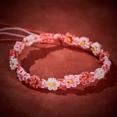 Buddha Stones Hand Woven Pastel Daisy Gradient String Bracelet - Pink(Wrist Circumference: 5.51-6.69  in / 14-17 cm) - image 9