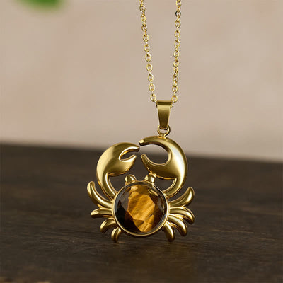 Buddha Stones Gold Plated Amethyst Crab  Inner Peace Necklace - image 10
