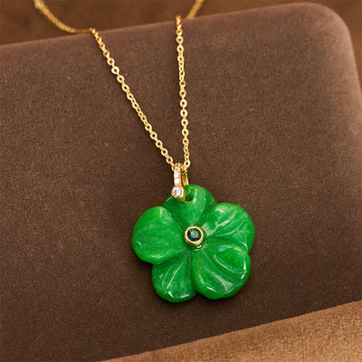Buddha Stones Natural Green Aventurine Five Petal Flower Positivity Necklace - image 9