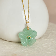 Buddha Stones Natural Green Aventurine Five Petal Flower Positivity Necklace - Light green - image 0