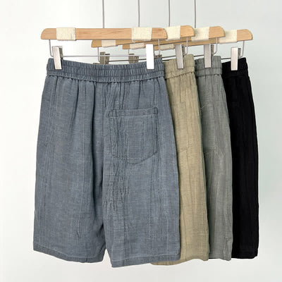 Buddha Stones Summer Casual Drawstring Solid Elastic Waist Men's Shorts With Pockets - image 13