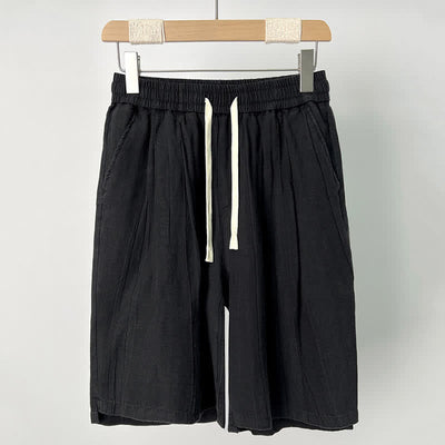 Buddha Stones Summer Casual Drawstring Solid Elastic Waist Men's Shorts With Pockets - Black - US/UK/AU44，EU54 (4XL) - image 1