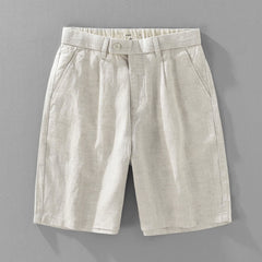 Buddha Stones Summer Casual Minimalist Button-Up Zipper Solid Men's Shorts With Pockets - Linen - US/UK/AU46，EU56 (5XL) - image 0