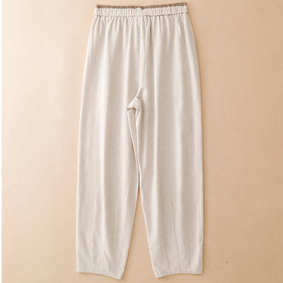 Buddha Stones Summer Casual Minimalist Drawstring Solid Cropped Pants Women's Tapered Pants With Pocket - image 1
