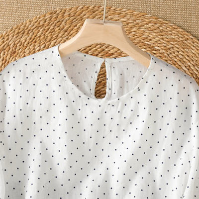 Buddha Stones Summer Casual Polka Dot Ruffled Hem Women's Short Sleeve T-Shirts - image 13