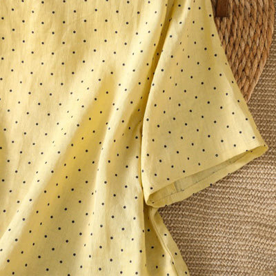Buddha Stones Summer Casual Polka Dot Ruffled Hem Women's Short Sleeve T-Shirts - image 4