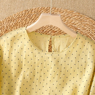 Buddha Stones Summer Casual Polka Dot Ruffled Hem Women's Short Sleeve T-Shirts - image 2