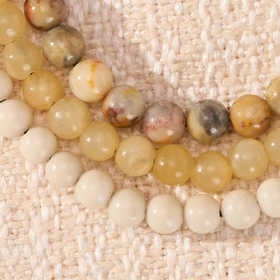 Buddha Stones 3pcs "Return to Stillness" White Fossil Grounding Bracelet Includes Gift Message Card - image 4