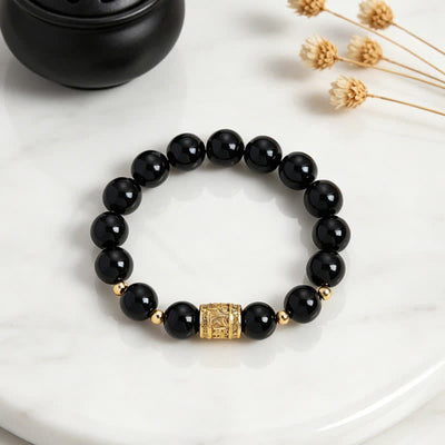 Buddha Stones Tiger Eye Black Obsidian Courage Beads Bracelet - image 12