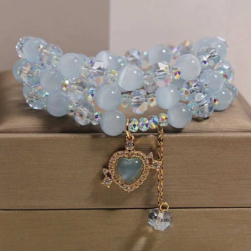 FREE Today: Confidence and Balance Blue Cat's Eye Heart Triple Wrap Bracelet - image 2
